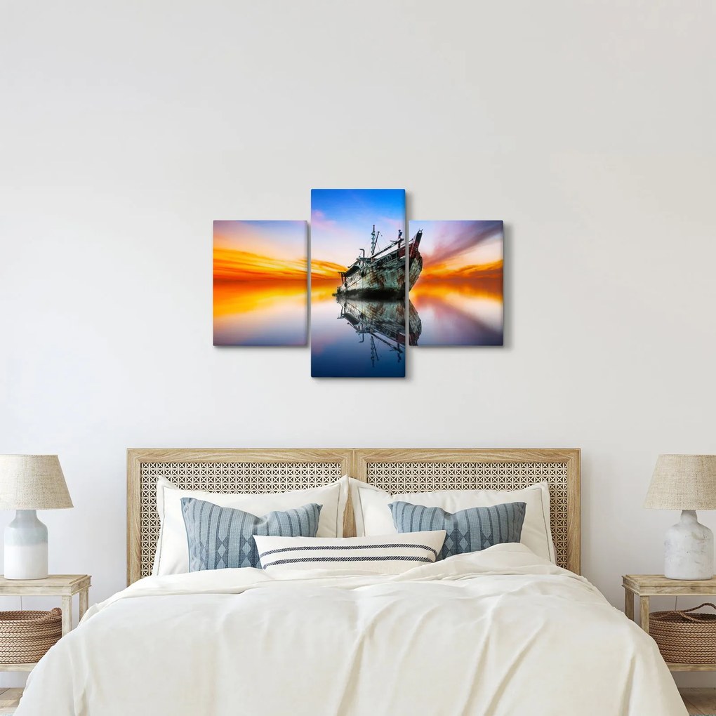 Kép - Napkelte egy hajóroncs felett (90x60 cm)