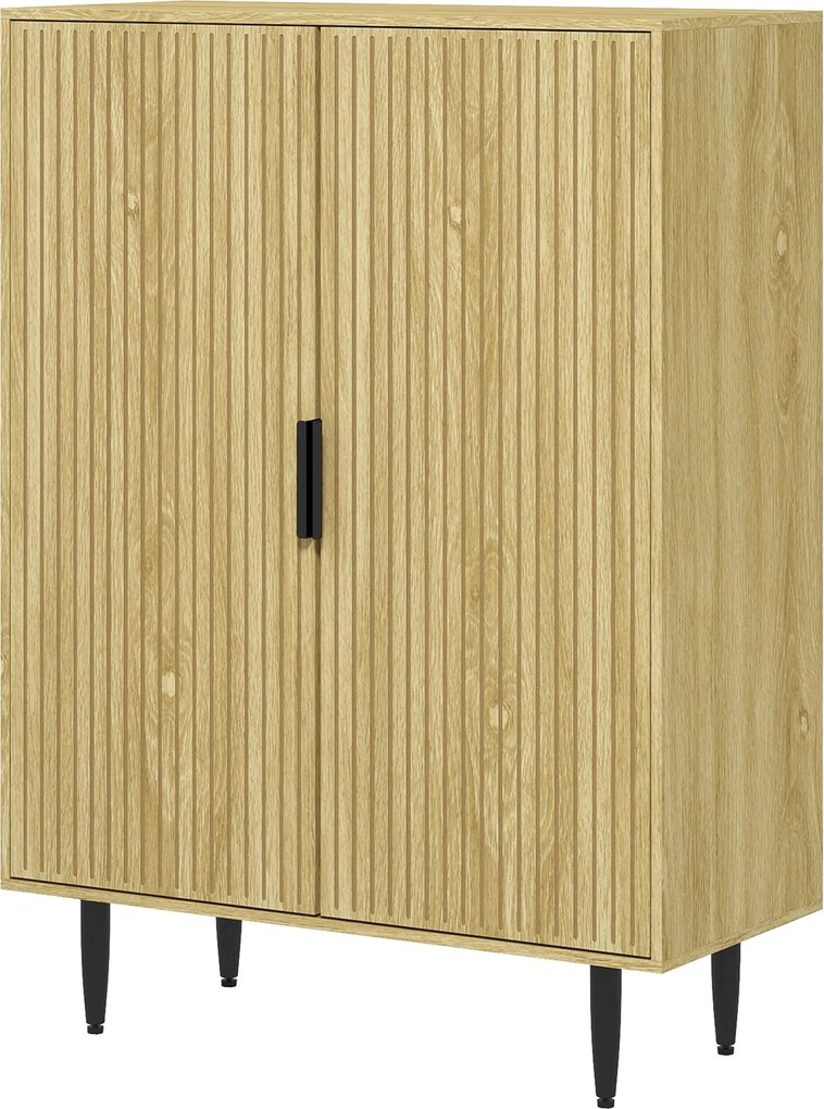 HOMCOM Helytakarékos Cipőtartó 15 Pár Cipőhöz, Előtér Cipőtartó 4 Állítható Polccal és Fém Lábakkal, 80x38x110cm, Tölgy | Aosom
