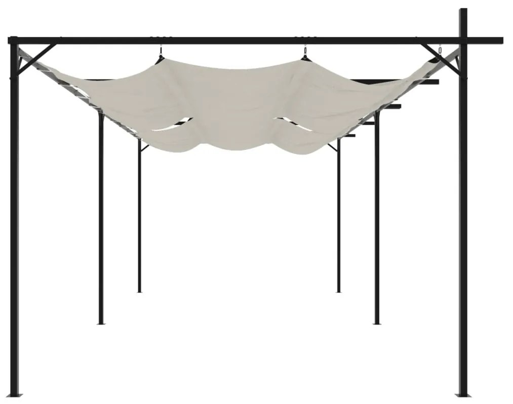krémszínű pergola behúzható tetővel 589 x 292 x 230 cm