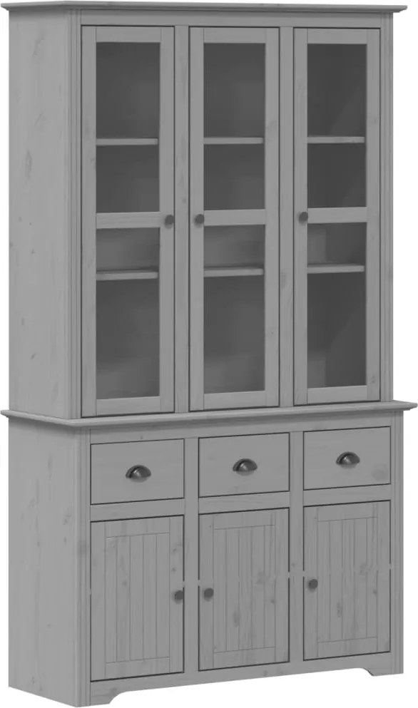 vidaXL BODO szürke tömör fenyőfa magasszekrény 115,5x43x200,5 cm