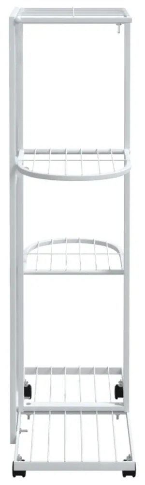 4 szintes fehér vas virágtartó állvány kerekekkel 44x23x80 cm