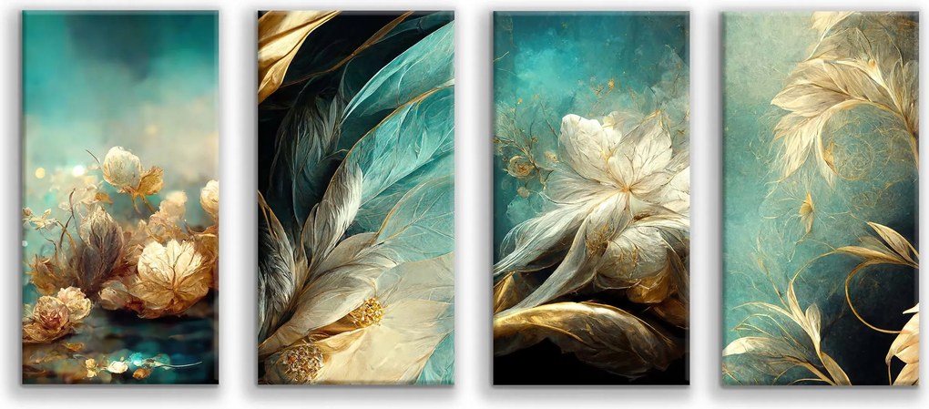 Modern vászonkép a nappaliba Absztrakt levél motívummal 60x120