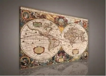 Világtérkép falikép vászonkép 100x75