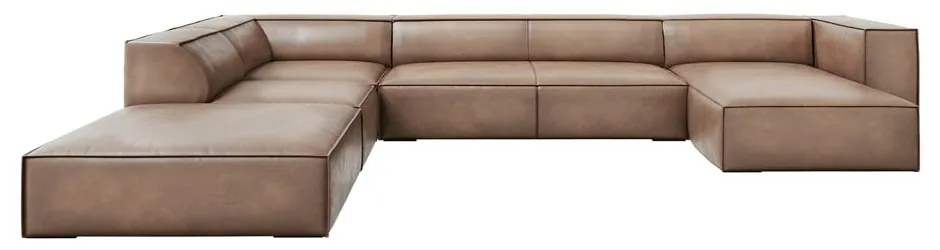 Világosbarna bőr sarokkanapé (bal oldali) Madame – Windsor & Co Sofas