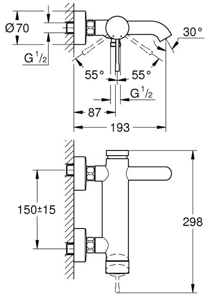 GROHE 33624DL1 - ESSENCE 193 mm bronz kádcsaptelep