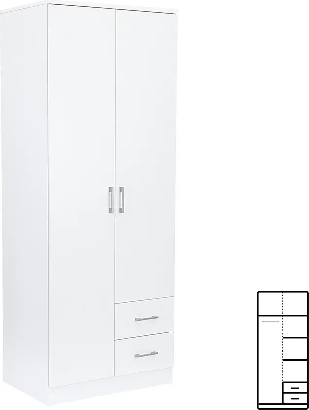 Miami gardróbszekrény 80x205 cm fehér-fehér