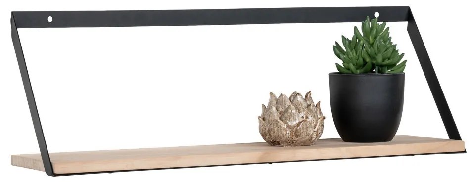 Basel fali polc, acél, fenyőfa 55x14x18 cm