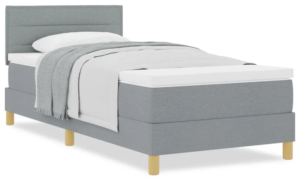 Box Spring ágy matraccal Világosszürke 90x200 cm Szövet