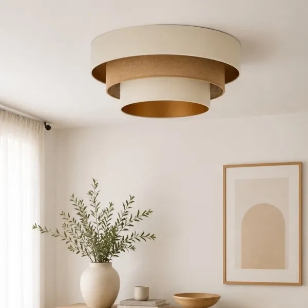 WENTA mennyezeti lámpa 1xE27/60W/230V, Ø 50 cm, bézs/juta