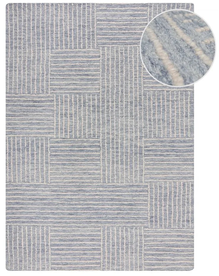 Világoskék kézi szövésű gyapjú szőnyeg 200x290 cm Memphis Wool – Flair Rugs
