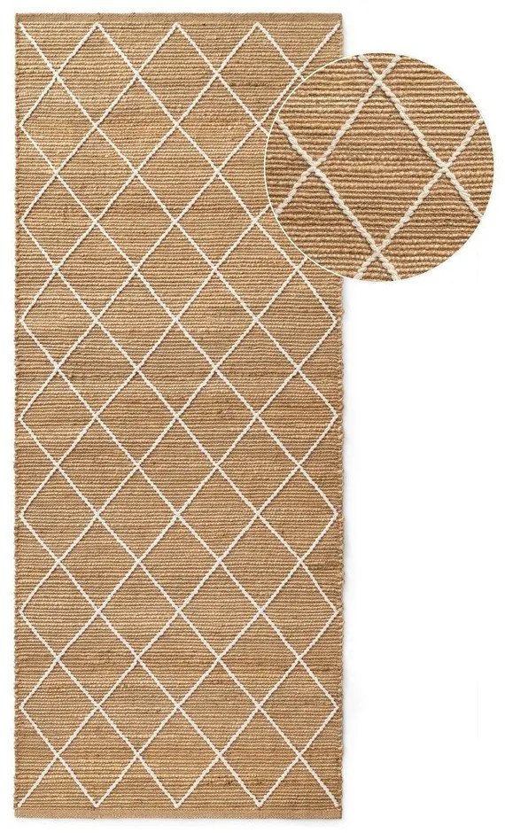 Natúr színű kézi szövésű juta futószőnyeg 80x200 cm Kunu – Hanse Home