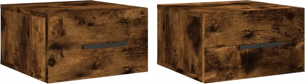 vidaXL 2 db füstös tölgy színű fali éjjeliszekrény 35 x 35 x 20 cm