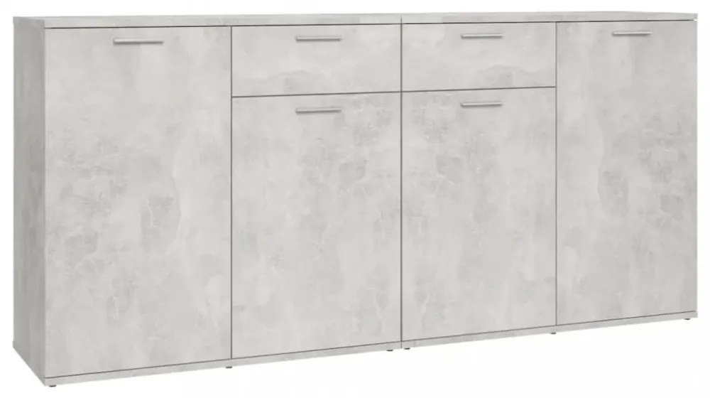 betonszürke szerelt fa tálalószekrény 160 x 36 x 75 cm