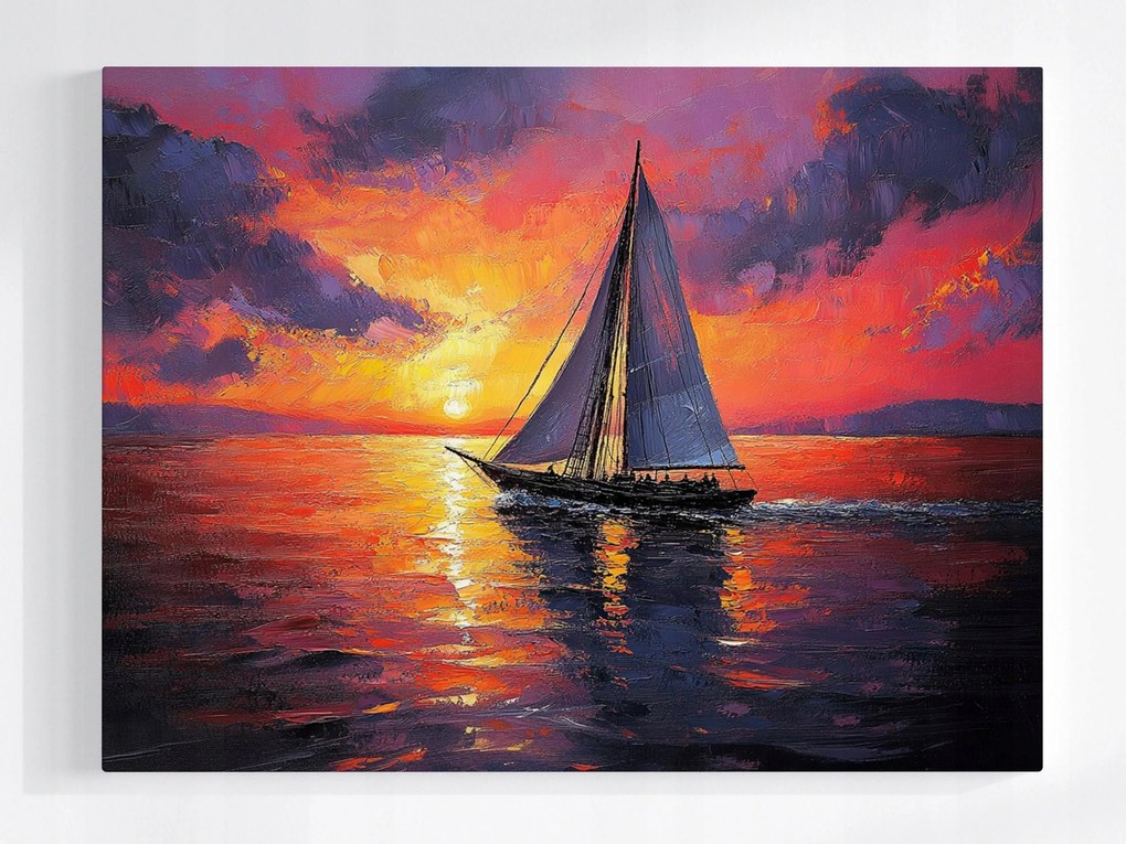 Poszter Víz Tenger Hajó Vitorlás Jacht Napnyugta 100x75