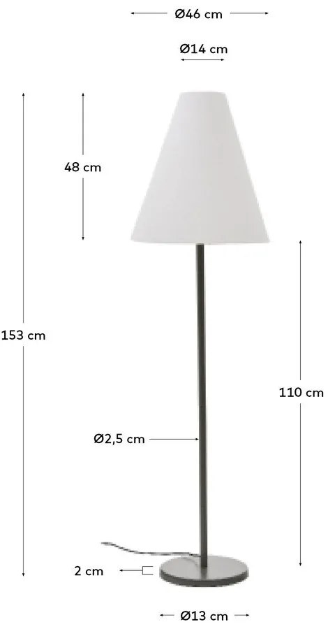 Sötétzöld állólámpa textil búrával (magasság 153 cm) Navat – Kave Home
