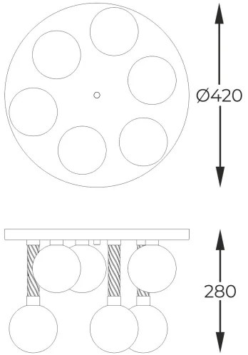 Zuma Line C0583-06D-2GHF - Felületre szerelhető csillár MIDA 6xG9/6W/230V réz