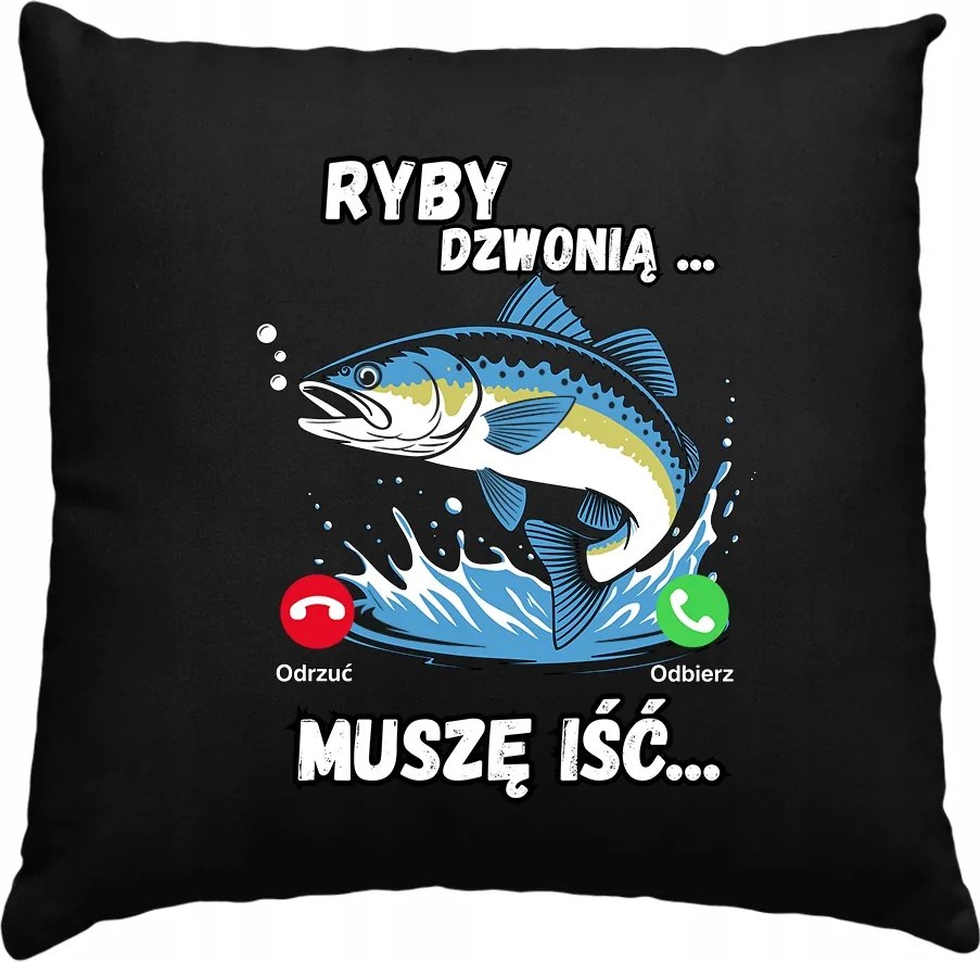 Halak Csengő Párna Ajándék Horgászoknak Fekete