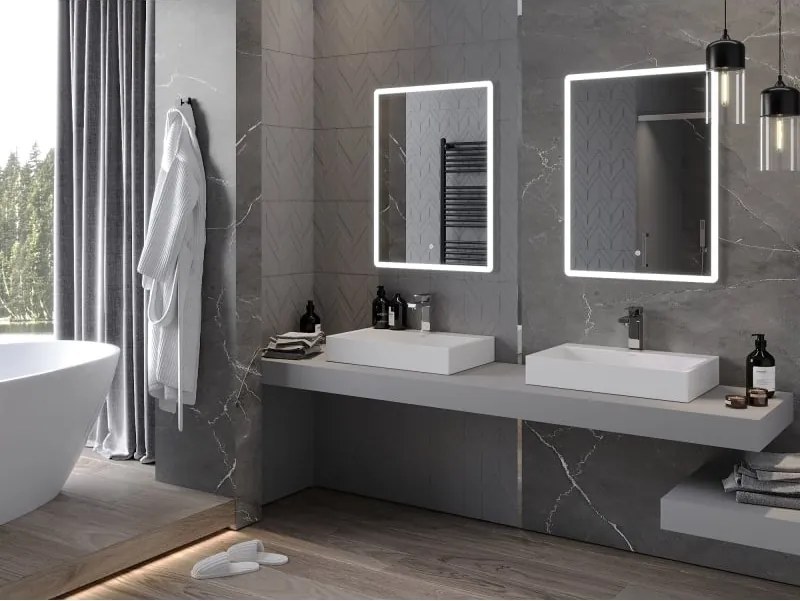 Mexen Navia 60 x 80 cm-es, LED 6000K, páramentes fürdőszobai tükör - 9803-060-080-611-00