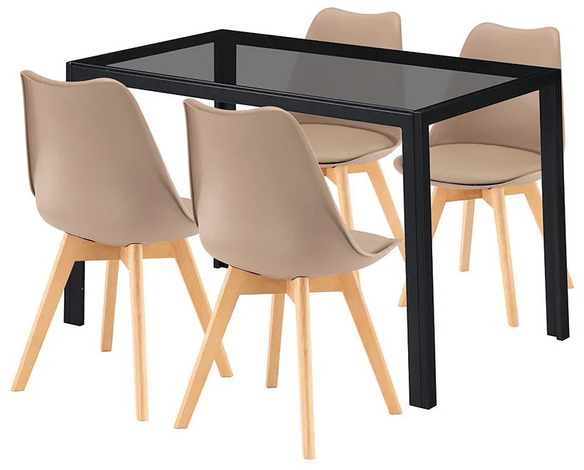 Treva 4+1 étkező garnitúra fekete-bézs