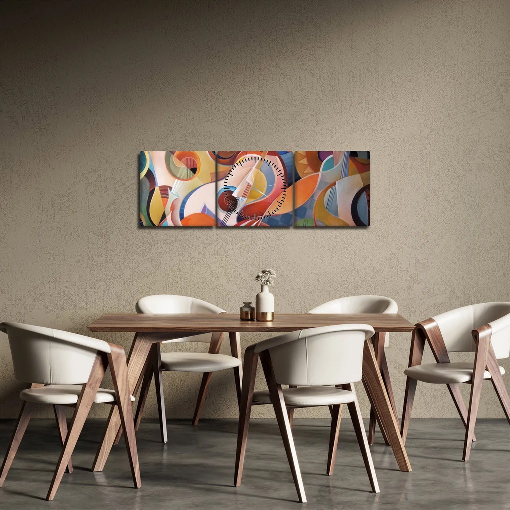 Kép - Zenei absztrakt (órával) (90x30 cm)