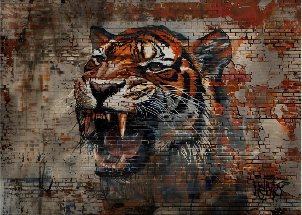 Üveg kép - Téglatigris (70x50 cm)