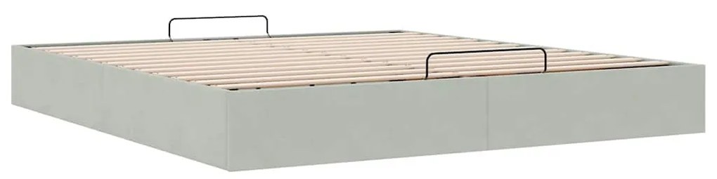 Ottomán ágykeret matrac nélkül világosszürke 200x200 cm bársony
