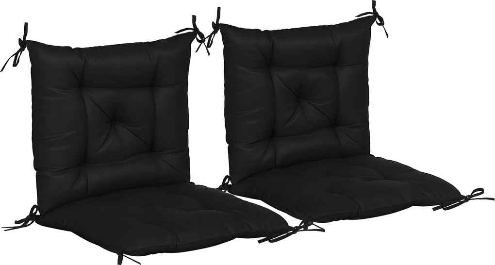 Outsunny 2 darabos székpárna szett kerti padra háttámlával, 6 rögzítő zsinórral, 50x98x8 cm, fekete | Aosom