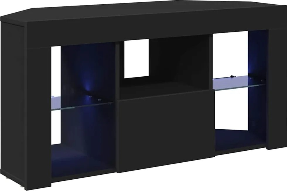 vidaXL Sarok LED TV szekrény Fekete 100 x 40 x 50 cm Faanyag