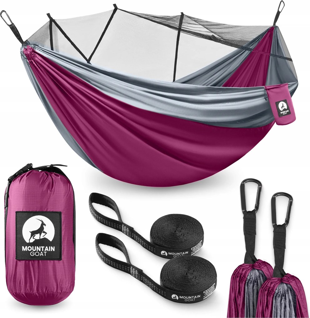 Függőágy Turista Kétszemélyes Nagy Kerti Utazó Kemping Szúnyoghálóval