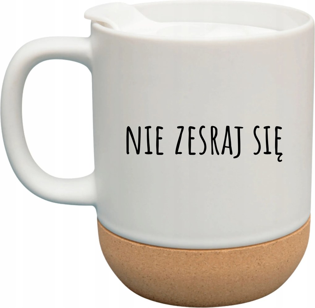 Fehér Bögre Fedéllel És Parafa Aljjal Ajándék Ne Le