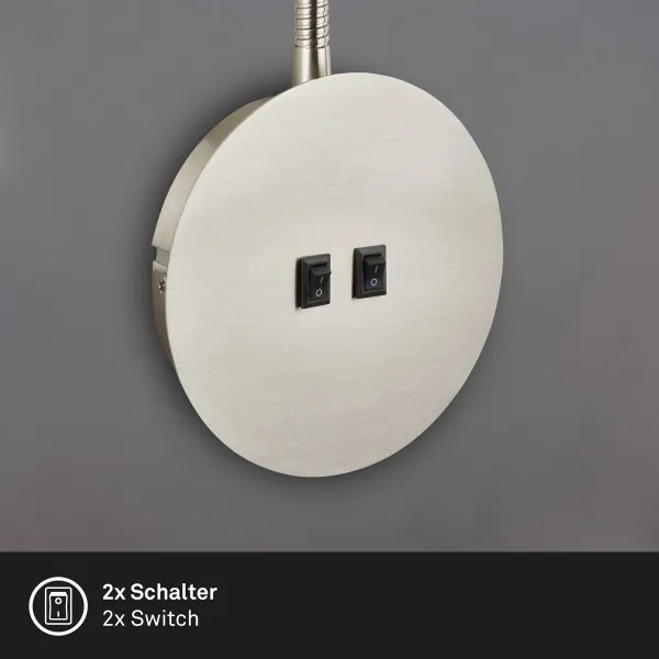 Briloner 2178012 - LED Rugalmas fali lámpa 1xE14/10W/230V + LED/3W króm