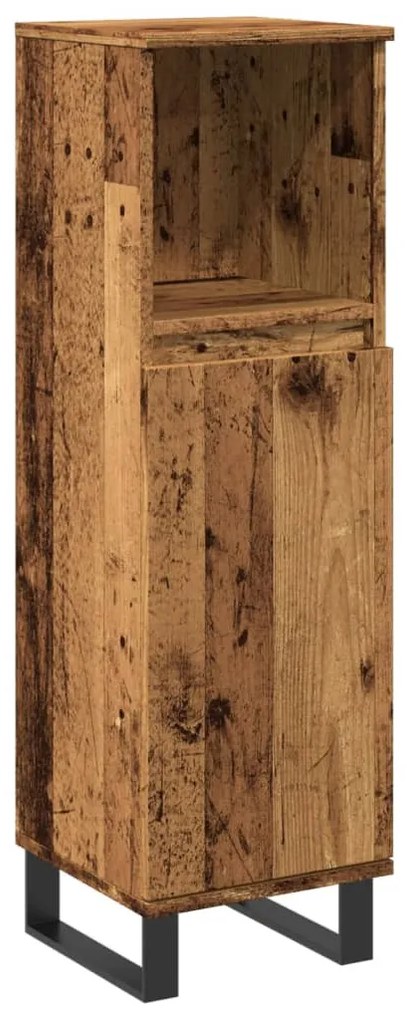 antik fa színű szerelt fa fürdőszobaszekrény 30 x 30 x 100 cm