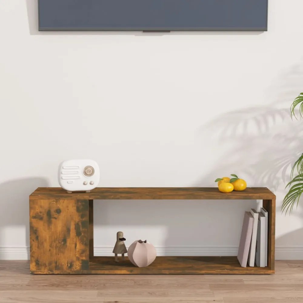 füstös tölgy színű szerelt fa fali TV-szekrény 100 x 24 x 32 cm
