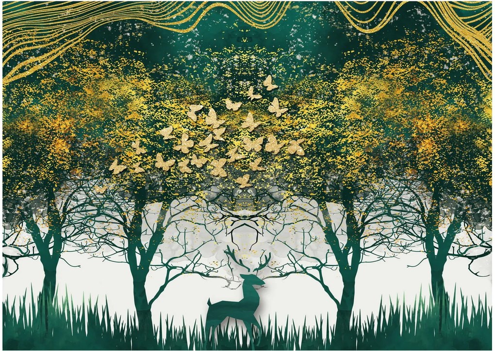 Kép - Szarvas a zöld erdőben (70x50 cm)