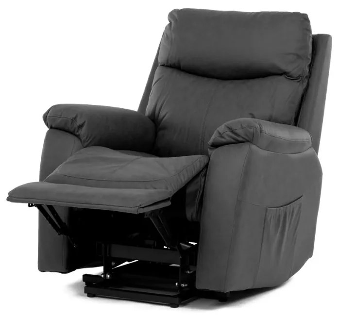 Fotoliu TV si Relax, electric, 3 motoare, stofa gri cu decor piele periata TV-5874