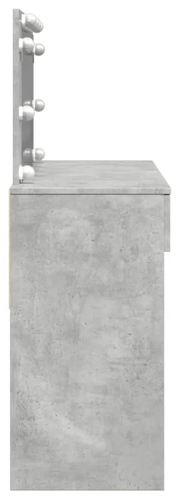 betonszürke fésülködőasztal LED-del 100 x 40 x 120 cm
