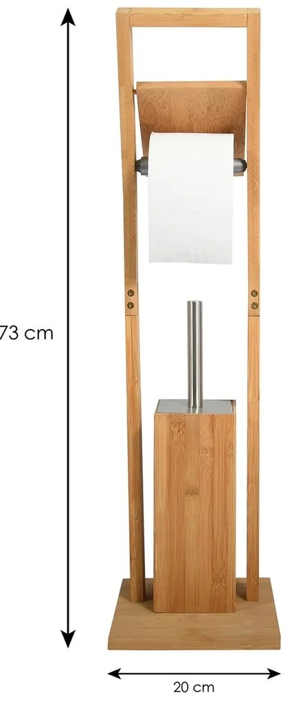 MSV Bambuszos WC-papír tartó kefével 16 x 29 x 70 cm