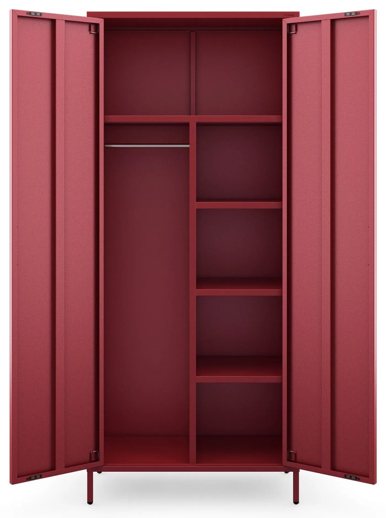 Gardróbszekrény FLAVIO, 800 x 1850 x 450 mm, Modern: piros