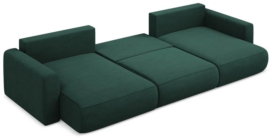 Zöld kinyitható-tárolóhelyes (U alakú) sarokkanapé Kapua – Makamii