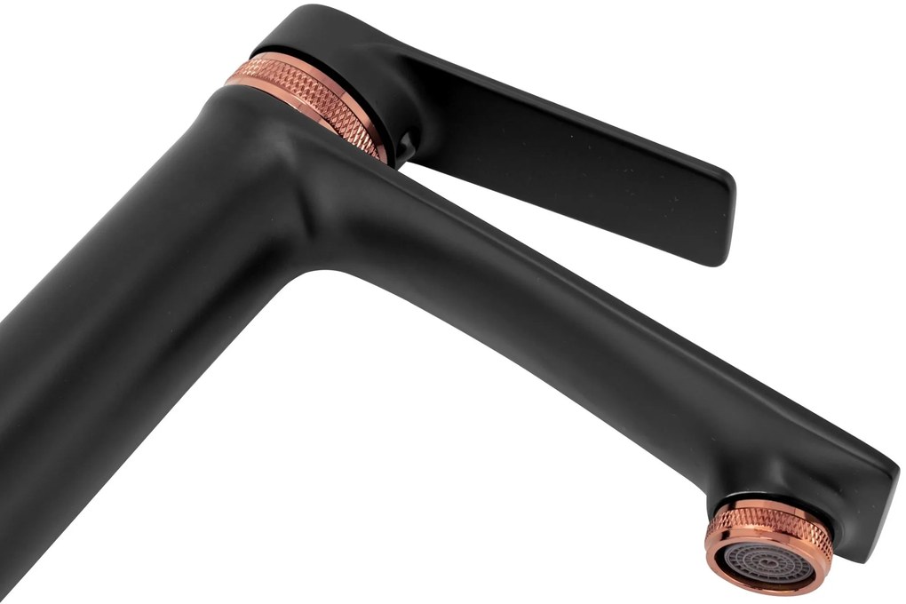 Fürdőszobai csaptelep Rea Viral Low Black Rose Gold