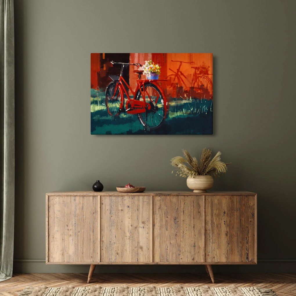 Piros kerék képe, akril festés (90x60 cm)