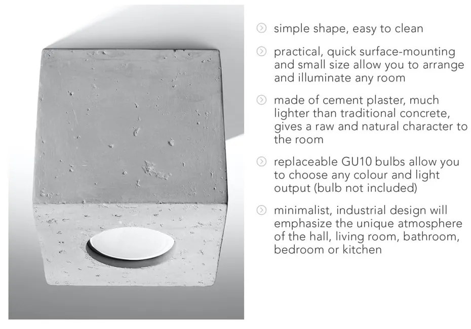 Szürke spotlámpa 10x10 cm Geo – Sollux