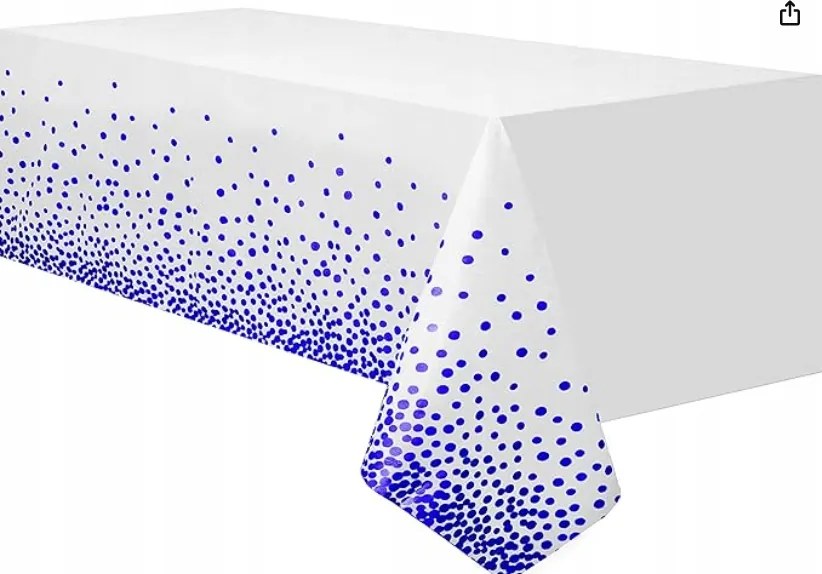 Kék pöttyös műanyag abrosz, , téglalap alakú abrosz,