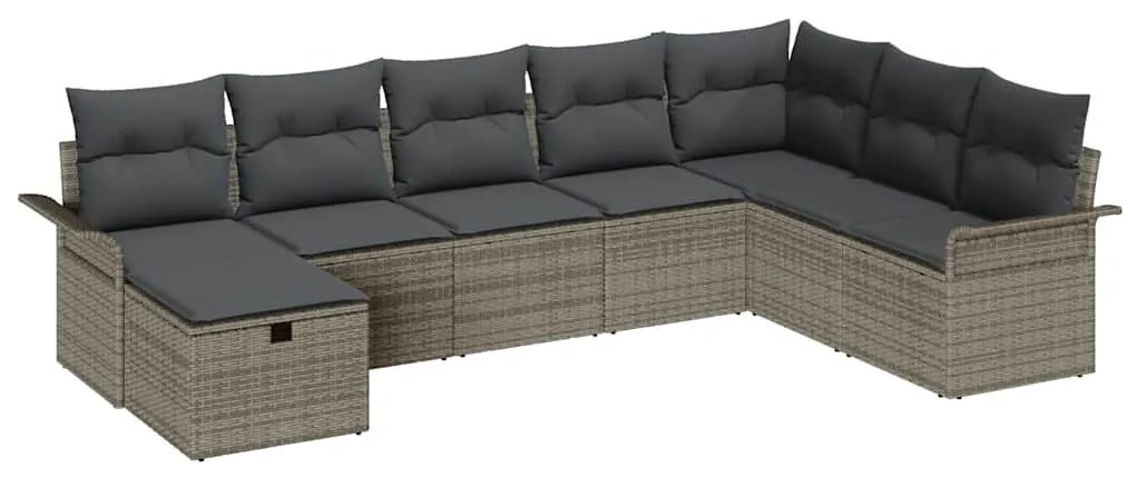 Kerti Kanapé Szett párnával 8 pcs Szürke 297.5 x 187.5 x 85 cm
