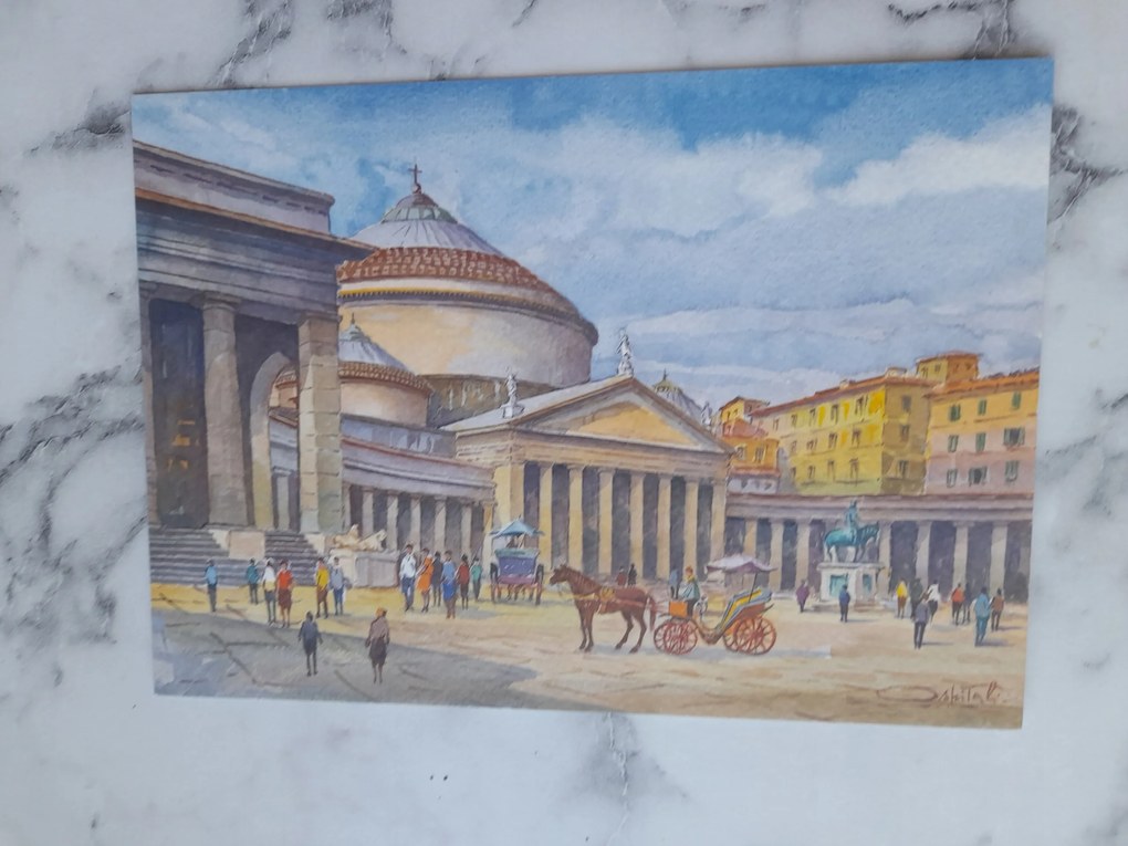 Grafika Keret Olaszország Italia Neapol Mapoli Tér