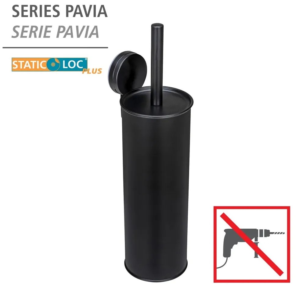 Fekete öntapadós acél WC-kefe Pavia – Wenko