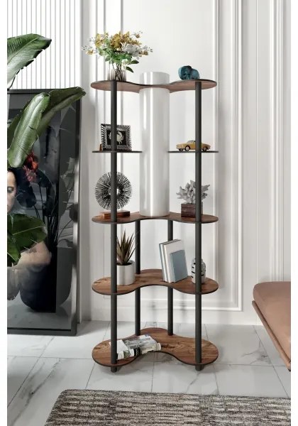 Állólámpa polcokkal 1xE27/40W/230V 150 cm fekete/barna