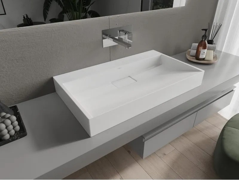 Mexen Ava pulttal elhelyezhető mosdó kompozitból B/O 80 x 46 cm, fehér - 23018000