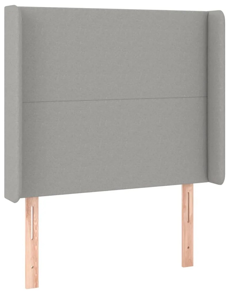 világosszürke szövet fejtámla szárnyakkal 93x16x118/128 cm