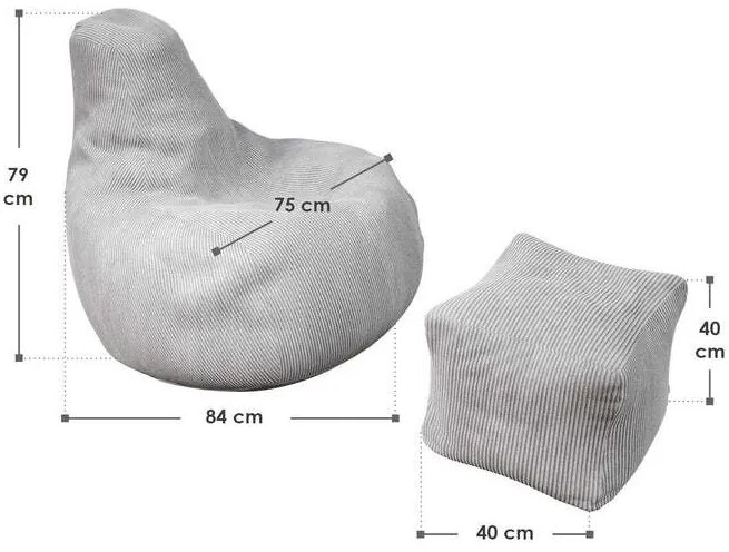Juskys Chillex babzsák lábtartóval - szürke